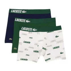 Set 3 Quần Lót Nam Lacoste Men's Stretch Cotton Print Boxer Briefs 3-Pack 6H8708 YVC Màu Xanh Phối Trắng Size L