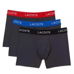 Set 3 Quần Lót Nam Lacoste Striped Waist Microfiber Trunks 3-Pack 5H6562 8W3 Phối Màu Xám Đậm Size XL