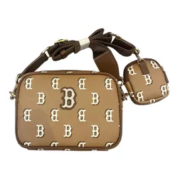 Túi Đeo Chéo MLB Big B Monogram Dia Boston Beige Brown 7ACRM084N 43CAS Màu Nâu Be