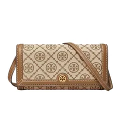 Túi Đeo Chéo Nữ Tory Burch T Monogram Jacquard Wallet Crossbody Hazelnut 135846 Màu Be Nâu