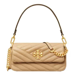 Túi Đeo Chéo Nữ Tory Burch Kira Chevron Powder Coated Small Flap Màu Be Đậm