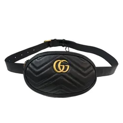 Túi Đeo Hông Nữ Gucci Logo Detail Chevron Quilted Leather Belt Bag Black Màu Đen