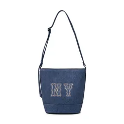 Túi Đeo Vai MLB Denim Coopers Mega Logo New York Yankees Bucket Bag 3ABML054N-50INS Màu Xanh Denim