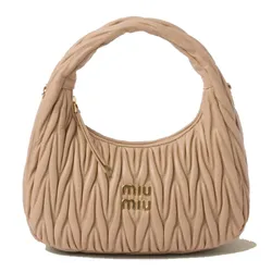 Túi Xách Nữ Miu Miu Wander Matelasse Nappa Leather Hobo Bag Màu Be