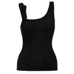 Áo Ba Lỗ Nữ Versace Jeans Couture Black With Baroque Buckle 76HAM625 J0004 899 Tank Top Màu Đen Size 38