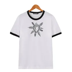 Áo Phông Nam Dolce & Gabbana D&G Heart G8HI7T Tshirt Màu Trắng Size 46
