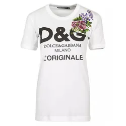Áo Phông Nữ Dolce & Gabbana D&G White With Logo Printed F8J32Z HP731 HWF99 Tshirt Màu Trắng Size 38