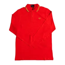 Áo Polo Dài Tay Nam Fred Perry Viền Cổ FR16111024 Màu Đỏ Size L
