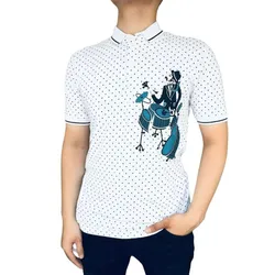 Áo Polo Nam Dolce & Gabbana D&G Polo Shirt G8GW3Z Màu Trắng Họa Tiết Size 46