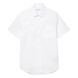 Áo Sơ Mi Cộc Tay Nam Lacoste Regular Fit Solid Cotton Shirt CH8528-10 001 Màu Trắng Size 43