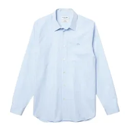 Áo Sơ Mi Nam Lacoste Men's Regular Fit Checkered Premium Cotton Poplin Shirt CH2974.F6Z Màu Xanh Nhạt Size 38