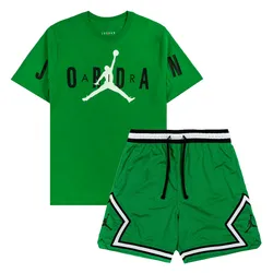 Bộ Quần Áo Cộc Tay Nam Nike Air Jordan Stretch Logo DV1445-310/DX1487-310 Màu Xanh Lá Size L