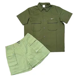 Bộ Quần Áo Cộc Tay Nam Nike Life Woven DX3340-325/FJ7137-386 Màu Xanh Bơ Size M