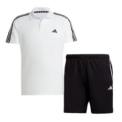 Bộ Thể Thao Nam Adidas Train Essentials Pique 3-Stripes IB8109/IB8243 Màu Trắng Đen Size XL