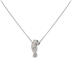 Dây Chuyền Nữ Cartier Panthère De Cartier Necklace Vàng Trắng 18k, 77 Viên Kim Cương Màu Trắng