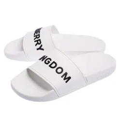 Dép Nam Burberry White Rubber Kingdom Motif Slip On Slides Màu Trắng Size 40