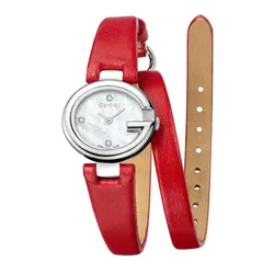 Đồng Hồ Nữ Gucci Guccissima Mother Of Pearl Dial Red Leather YA134508 Màu Đỏ Bạc