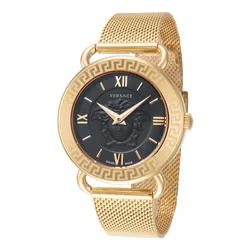 Đồng Hồ Nữ Versace Medusa Black Dial Watch VEPU00820 Màu Vàng