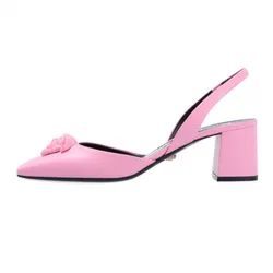Giày Cao Gót Versace La Medusa Leather Sling-back Pumps 1003138 DVT2P 1P650 Màu Hồng Size 36