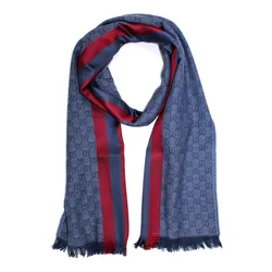 Khăn Quàng Cổ Gucci Scarf Midnight Blue Signature GG Stripe 544620 4G704 Màu Xanh
