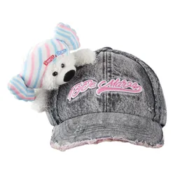 Mũ 13 De Marzo Fujiya Sweets Bear Pink Logo Denim Cap FR2Q1171 0330 Màu Xám