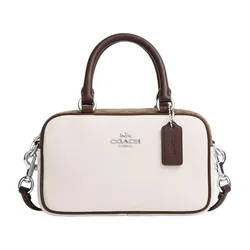 Túi Đeo Chéo Nữ Coach Satchel Crossbody In Signature Colorblock CV704 Màu Trắng Nâu