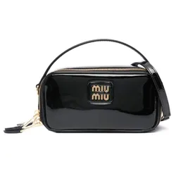 Túi Đeo Chéo Nữ Miu Miu Black Logo Plaque Tote Bag Màu Đen