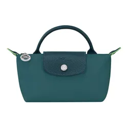 Túi Xách Tay Nữ Longchamp Le Pliage Pouch With Handle Peacock Màu Xanh Cổ Vịt