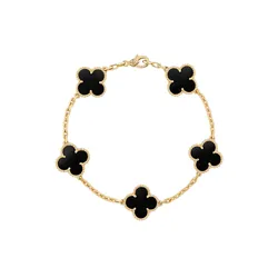 Vòng Đeo Tay Jewery Luxury Alhambra Onyx Gold 18k Yellow Gold Màu Vàng Gold Size 9mm