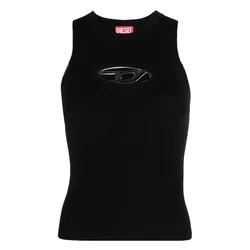 Áo Ba Lỗ Nữ Diesel M-Onerva-Top Cut-Out Knit Top With Logo Plaque Tank Top A096210DLAX9XX Màu Đen Size XS