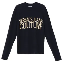 Áo Len Nam Versace Jeans Couture Jacquard Logo Sweater 77GAFM01-CMH80 Black Màu Đen Size S