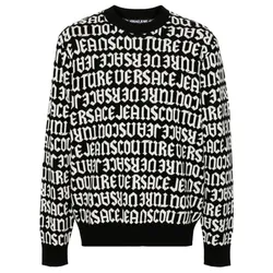 Áo Len Nam Versace Monogram Sweater 77GAFM03 CMN91 L01 Black/ White Màu Đen Trắng Size S