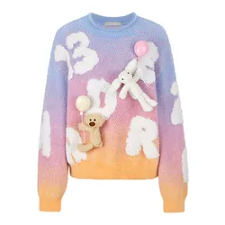 Áo Len Nữ 13 De Marzo Float Cloud Balloon Sweater - FR24D142928601 Màu Cam Xanh Size S