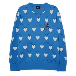Áo Nỉ Sweater MLB Heart Overfit Long Sleeve Sweatshirt 100179473005_3AKPH0131 Màu Xanh Dương Size S