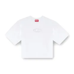 Áo Phông Nữ Diesel T-Rowy-Od Boxy T-Shirt With Embroidered D A115590NIAX100 Màu Trắng Size XS