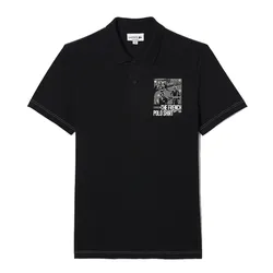 Áo Polo Nam Lacoste Men's Regular Fit Printed Black PH7416-031 Màu Đen Size 3