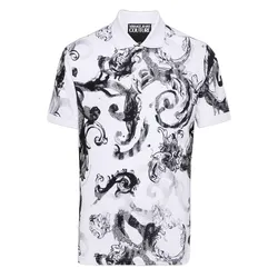 Áo Polo Nam Versace Jeans Couture Collar Polo Shirt 76GAG6S0 JS286 003 Màu Trắng Họa Tiết Size XS