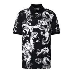 Áo Polo Nam Versace Jeans Couture Collar Polo Shirt 76GAG6S0 JS286 899 Màu Đen Họa Tiết Size XS