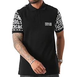 Áo Polo Nam Versace Jeans Couture Short Sleeve 77GAG6R1 JS389 L01 Black Màu Đen Họa Tiết Size XS