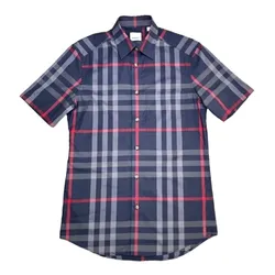 Áo Sơ Mi Nam Burberry Navy With Vintage Check Printed 8084292  Kẻ Xanh Navy Size M