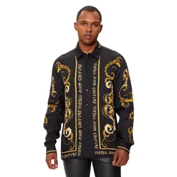 Áo Sơ Mi Nam Versace Jeans Couture Koszula Czarny Regular Fit 77GAL2RC NS499 Màu Vàng Đen Size 46
