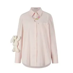 Áo Sơ Mi Nữ 13 De Marzo Logo Bead Chain Shirt Pink Màu Hồng Size S