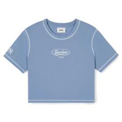 Áo Thun Nữ MLB Vintage Graphic Slim Crop New York Yankees 3FTSN0243-50INL TShirt Màu Xanh Size XS