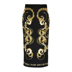 Chân Váy Nữ Versace Jeans Couture Black With Baroque Printed 77HAE8P6NS559G89 Màu Đen Vàng Size 40