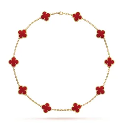 Dây Chuyền Nữ Jewery Luxury Vintage Alhambra Necklace, 10 Motifs 18K Yellow Gold Màu Vàng Gold 27g Size 15mm