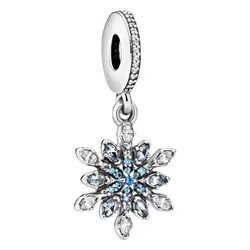 Hạt Vòng Charm Pandora Crystalized Snowflake Silver Dangle With Mixed Stones 791761NBLMX Màu Bạc/Xanh