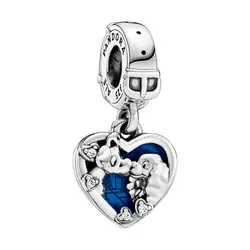 Hạt Vòng Charm Pandora Disney Lady And The Tramp Heart Dangle Charm 798634C01 Màu Bạc Xanh Dương