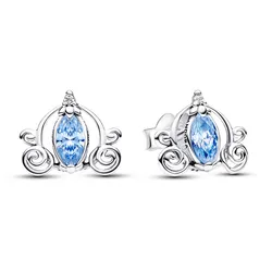 Khuyên Tai Nữ Pandora Disney Cinderella's Carriage Stud Earrings 293060C01 Màu Xanh Bạc