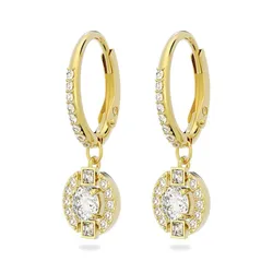 Khuyên Tai Nữ Swarovski Una Drop Earrings Round Cut White Tone Plated 5646733 Màu Vàng Gold