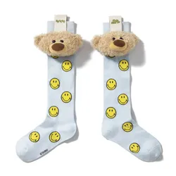 Tất 13 De Marzo Allover Smiley Palda Bear Head Socks FR-JX-156 Màu Xanh Pastel